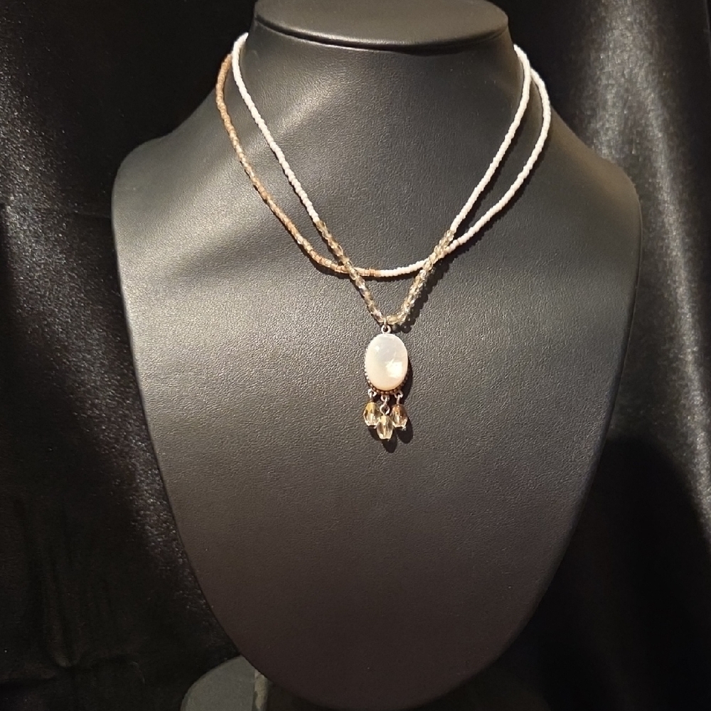 Estate Iridescent Glass Pendent Necklace